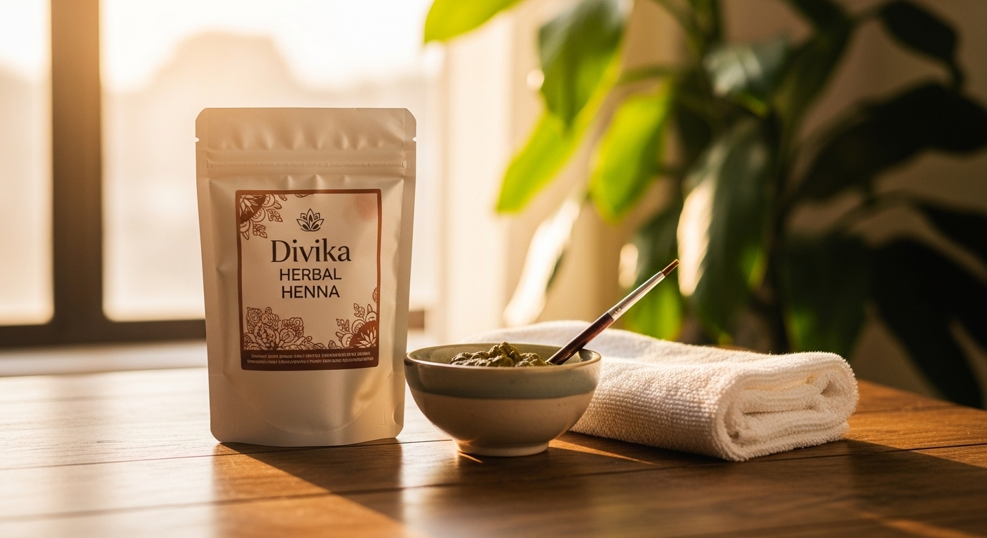 Divika Herbal Henna — application result on hair